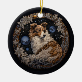 Weihnachtsfantasy Sheltie Keramik Ornament