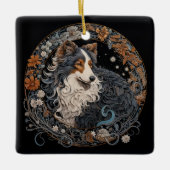 Weihnachtsfantasy Sheltie Keramikornament (Vorderseite)