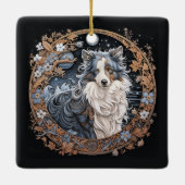Weihnachtsfantasy Sheltie Keramikornament (Rückseite)