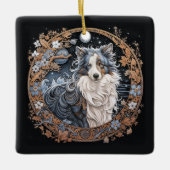 Weihnachtsfantasy Sheltie Keramikornament (Vorderseite)