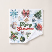 Weihnachtsfarbe Badhandtuch Set (Waschlappen)