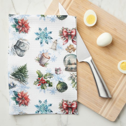 Weihnachtsfarbe Geschirrtuch (Viertel Falte)