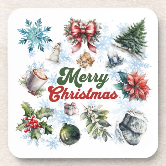 Weihnachtsfarbe Getränkeuntersetzer (Vorderseite)