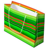 Weihnachtsfarbe kreativ grün gestreift große geschenktüte (Vorderseite Schrägansicht)