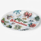 Weihnachtsfarbe Pappteller (Schrägansicht)