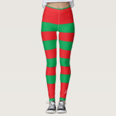 Weihnachtsfarbe, Rote und Grüne Streifen mit Namen Leggings (Vorderseite)