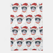 Weihnachtsfarbe Schwarz-Weiß-Katzenfarbe Geschirrtuch (Vertikal)