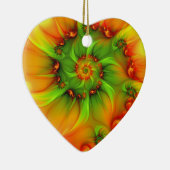 Weihnachtsfarben Abstraktes farbiges Fraktal Herz Keramik Ornament (Rechts)