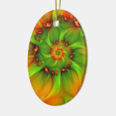 Weihnachtsfarben Abstraktes Fraktal Kunst Keramik Ornament (Links)