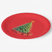 Weihnachtsfarben, dekorierter Weihnachtsbaum, Pappteller (Schrägansicht)