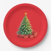 Weihnachtsfarben, dekorierter Weihnachtsbaum, Pappteller (Vorderseite)