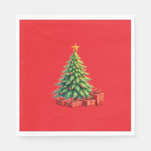 Weihnachtsfarben, dekorierter Weihnachtsbaum, Serviette (Vorderseite)