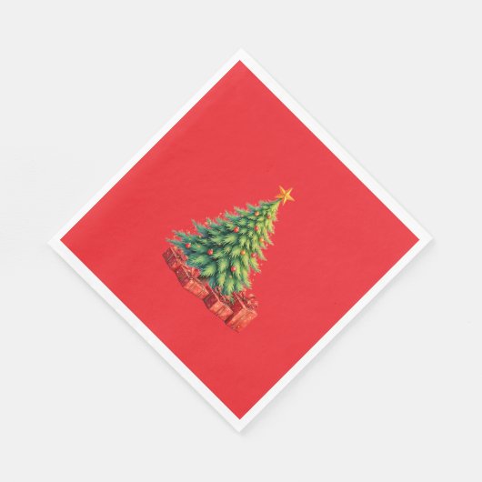 Weihnachtsfarben, dekorierter Weihnachtsbaum, Serviette (Ecke)