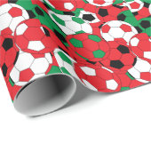 Weihnachtsfarben Fußball-Ball Collage Geschenkpapier (Rolleneckpunkt)