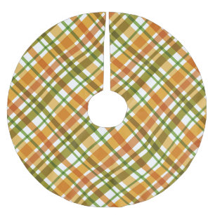 Weihnachtsfarben Kariert Gold Grün Polyester Weihnachtsbaumdecke