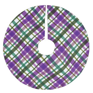 Weihnachtsfarben Kariert Lila Grün Polyester Weihnachtsbaumdecke