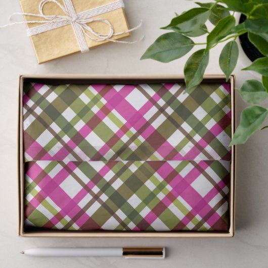 Weihnachtsfarben Kariert Rosa Grün Seidenpapier (Geschenk)