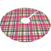 Weihnachtsfarben Kariert Rot Grün Polyester Weihnachtsbaumdecke (Schrägansicht)