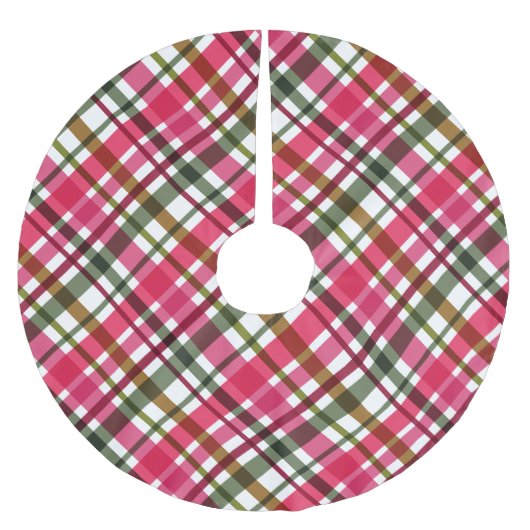 Weihnachtsfarben Kariert Rot Grün Polyester Weihnachtsbaumdecke (Vorderseite)