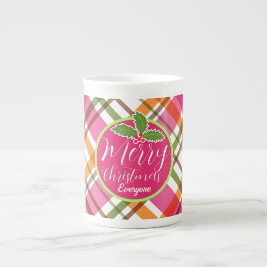 Weihnachtsfarben Karierte Tasse (Vorderseite)