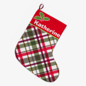 Weihnachtsfarben Karierter Strumpf Großer Weihnachtsstrumpf (Vorderansicht (hängend))