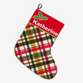 Weihnachtsfarben Karierter Strumpf Großer Weihnachtsstrumpf (Vorderansicht (hängend))
