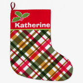 Weihnachtsfarben Karierter Strumpf Großer Weihnachtsstrumpf (Vorderseite)