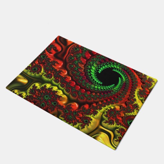 Weihnachtsfarben Mandelbrot Door Mat Fußmatte (Schrägansicht)