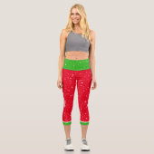 Weihnachtsfarben mit Ihrem Namen in Weiß - rot Capri Leggings (Vorderseite)