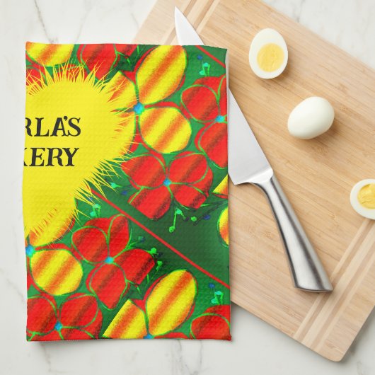 Weihnachtsfarben Neon Style Blume Geschirrtuch (Viertel Falte)