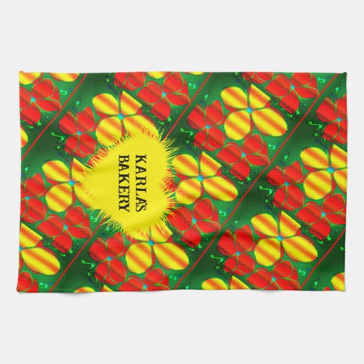 Weihnachtsfarben Neon Style Blume Geschirrtuch (Horizontal)