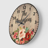 Weihnachtsfarben Rose und Pupien Rot und Grün Große Wanduhr (Winkel)