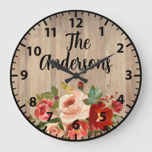 Weihnachtsfarben Rosen und Klatschmohn Rot und Grü Große Wanduhr