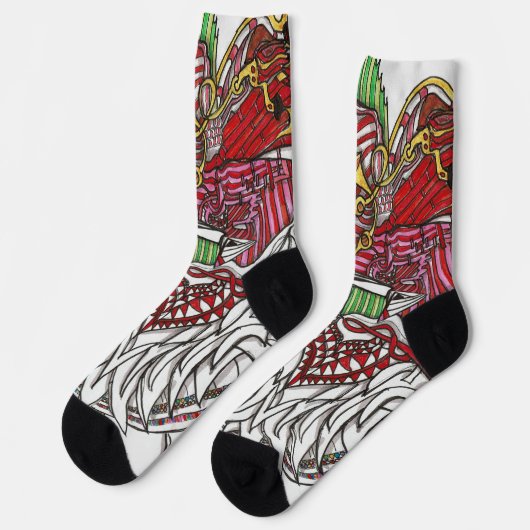 Weihnachtsfarben Socken (Linkes Detail)