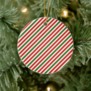 Weihnachtsfarben Streifen Keramik Ornament