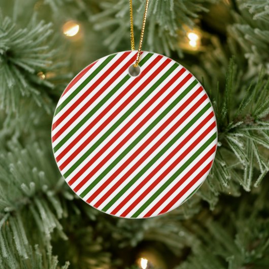 Weihnachtsfarben Streifen Keramik Ornament (Baum)