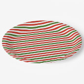 Weihnachtsfarben Streifen, Pappteller (Schrägansicht)
