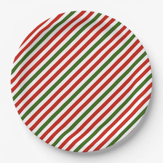 Weihnachtsfarben Streifen, Pappteller (Vorderseite)