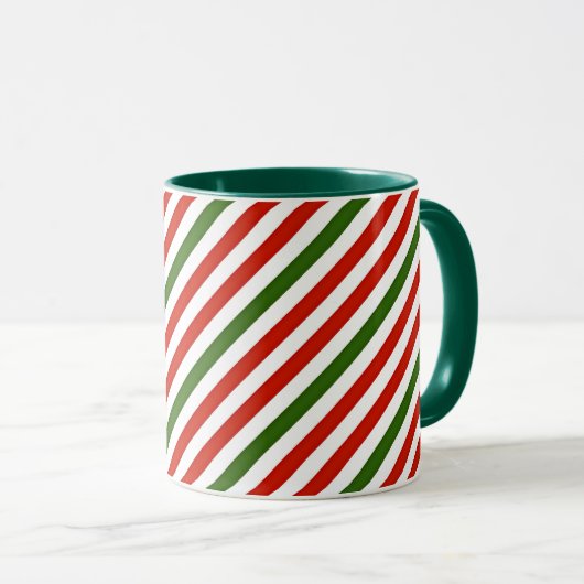 Weihnachtsfarben Streifen Tasse (VorderseiteRechts)