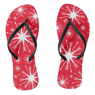 Weihnachtsfarben Und Schneeflocken Flip Flops Badesandalen