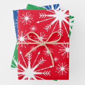 Weihnachtsfarben und Schneeflocken Geschenkpapier Set (Beispiel)