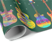 Weihnachtsfarbenfrohe Gitarrenmuster Grün Geschenkpapier (Rolleneckpunkt)