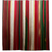 Weihnachtsfarbenstreifen Rot-Grün-Gold Duschvorhang (Vorderseite)