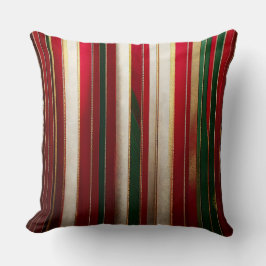 Weihnachtsfarbenstreifen Rot-Grün-Gold Kissen