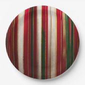 Weihnachtsfarbenstreifen Rot-Grün-Gold Pappteller (Vorderseite)