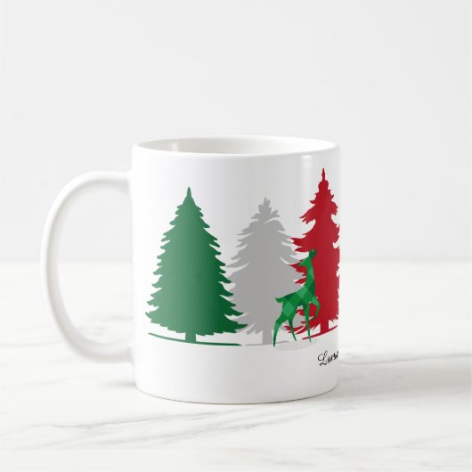 Weihnachtsfarbige Bäume Kaffeetasse (Links)