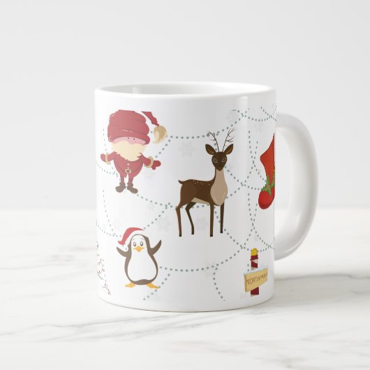 Weihnachtsfarbige Symbole 2 veränderbarer Hintergr Jumbo-Tasse (Vorderseite Rechts)
