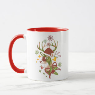 Weihnachtsfarbiges Hirschdesign bunt Tasse