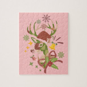 Weihnachtsfarbiges Hirschdesign Puzzle