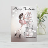 Weihnachtsfashion Illustration Card Einladung (Stehend Vorderseite)